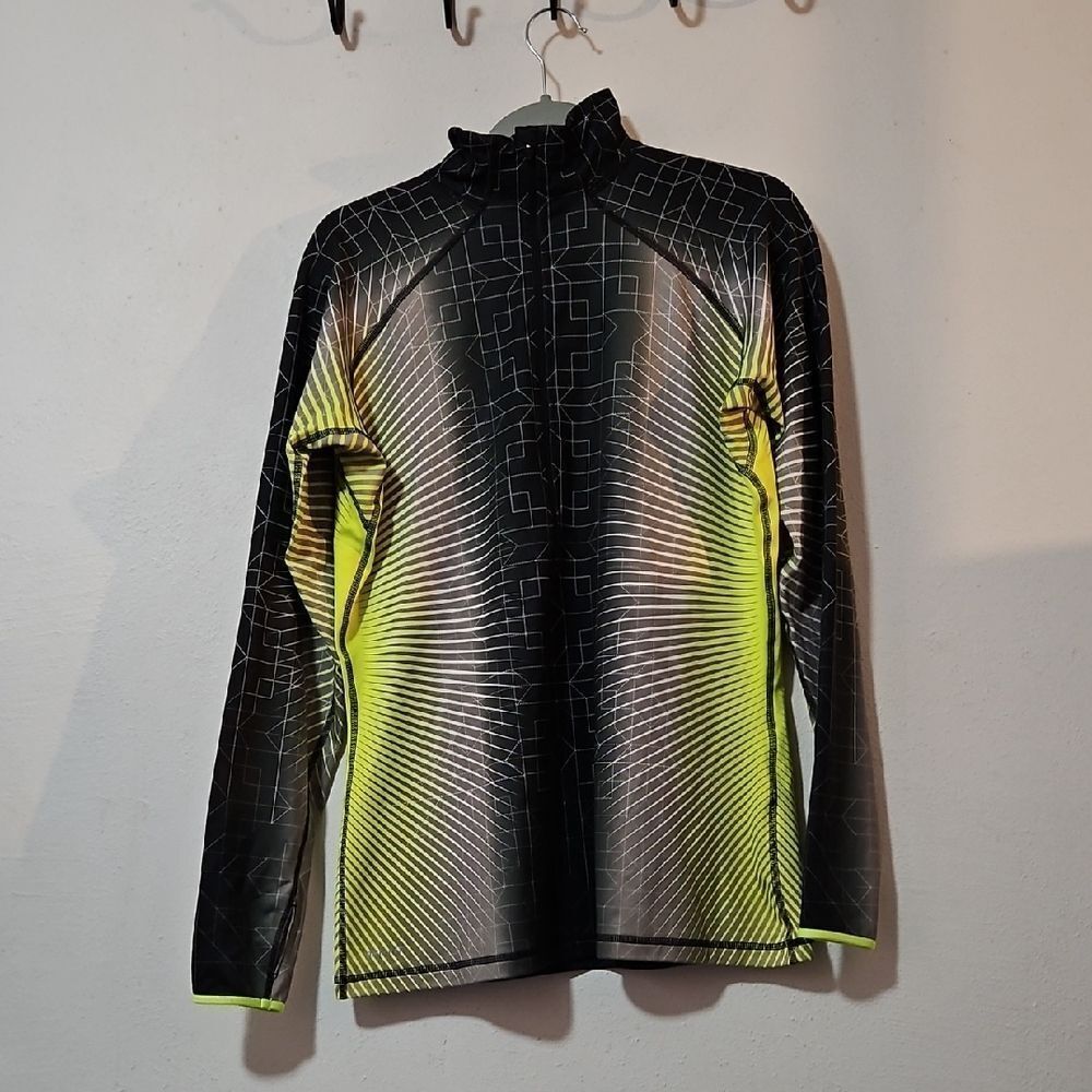 Nike Pro Black and Yellow Geometric Long Sleeve Top